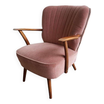 Chaise cocktail rose poudré vintage / siège simple / fauteuil