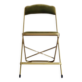 Chaise pliante ancienne velours vert