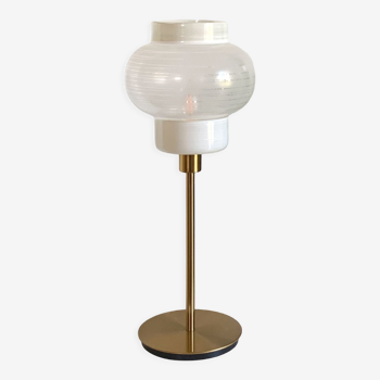 Table lamp with an old glass lampshade, 70s style