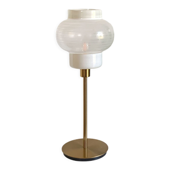 Table lamp with an old glass lampshade, 70s style