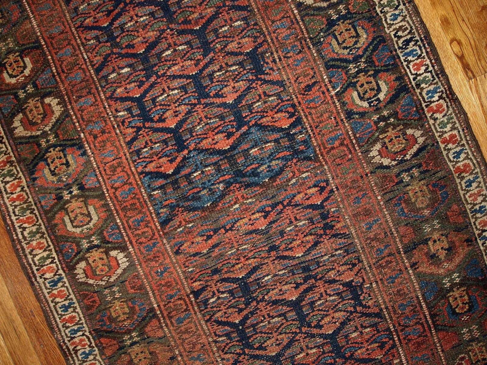 Handmade antique Persian Kurdish runner 100cm x 356cm 1900s