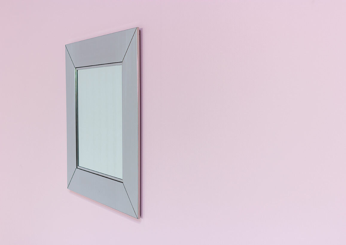 Miroir vintage chromé Cidue elementi d'arredo carré 1970 Italie