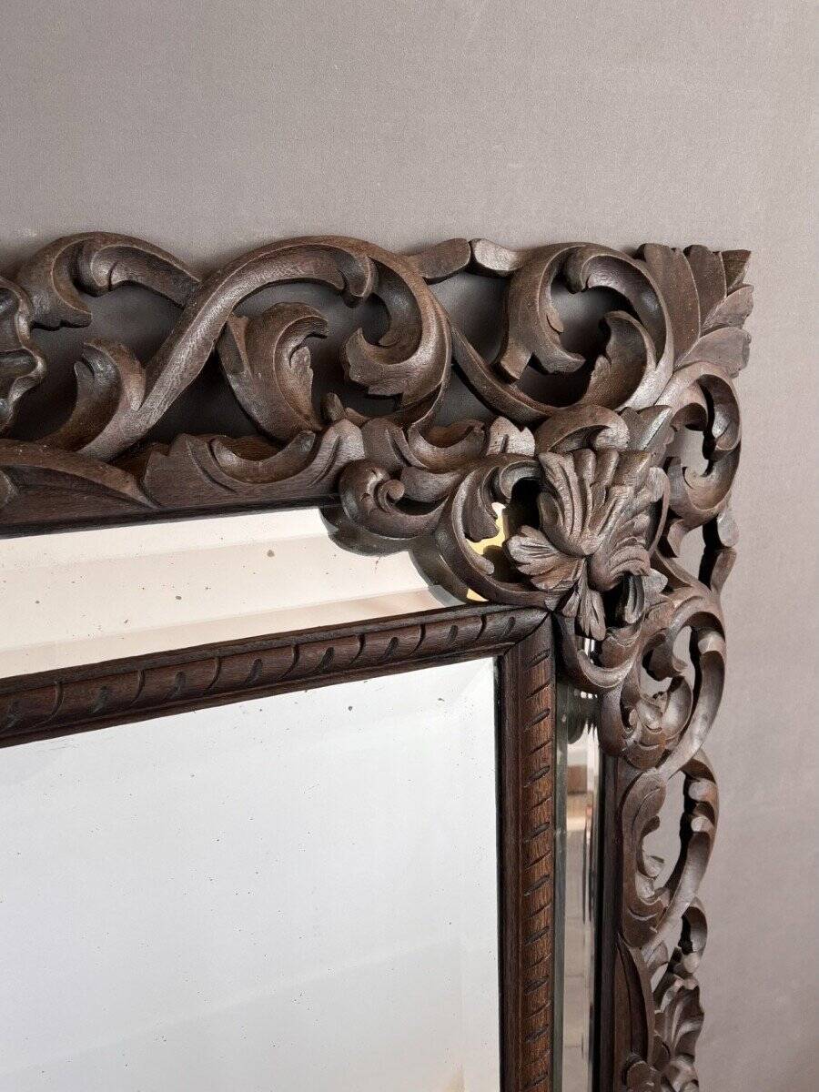 Large carved wooden mirror, baroque style, 19th century