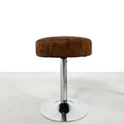 Tabourets des années 50, siège en cuir marron et chrome, années 1970, ensemble de 6