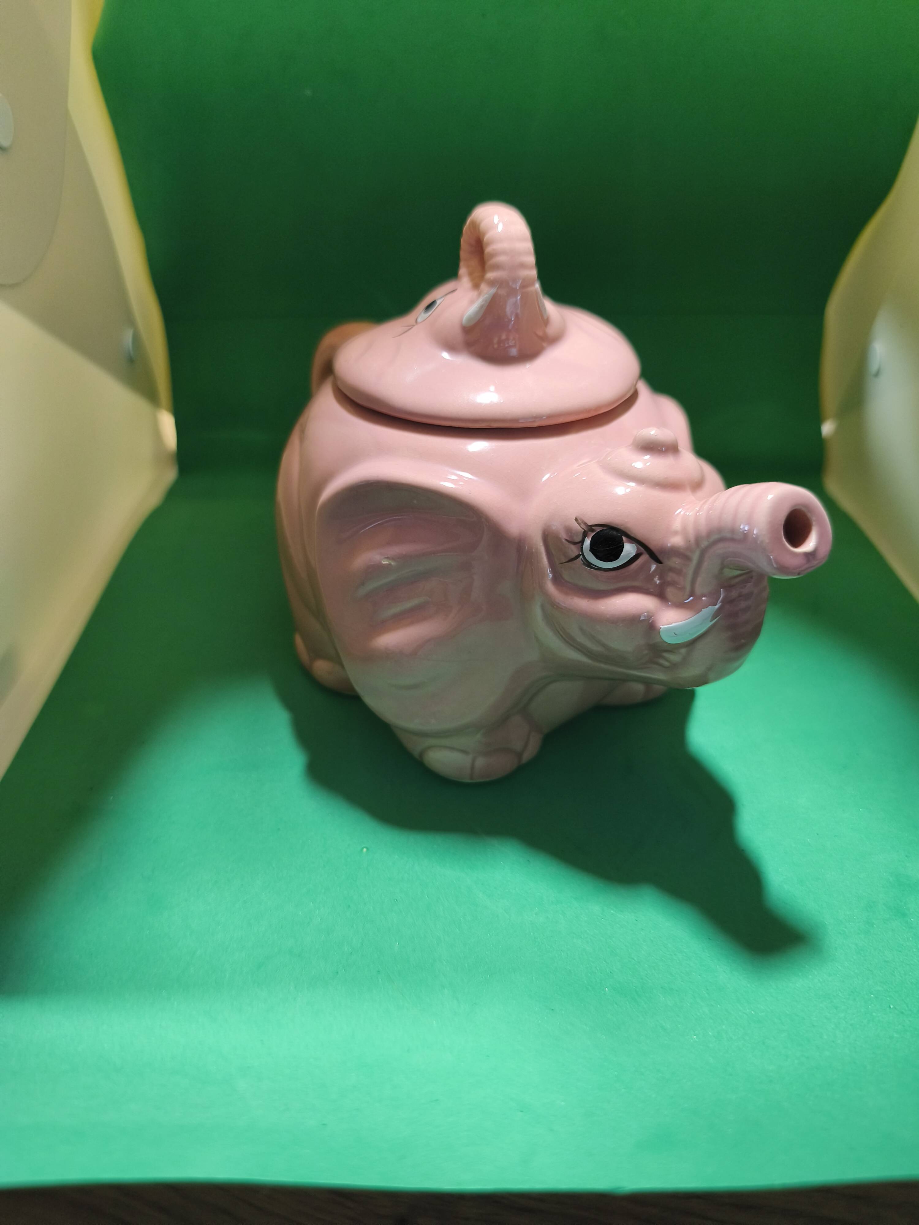 Pink porcelain elephant teapot