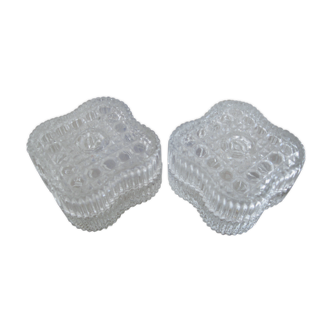 Set of 2 art deco glass boxes