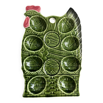 Egg dish barbotine rooster