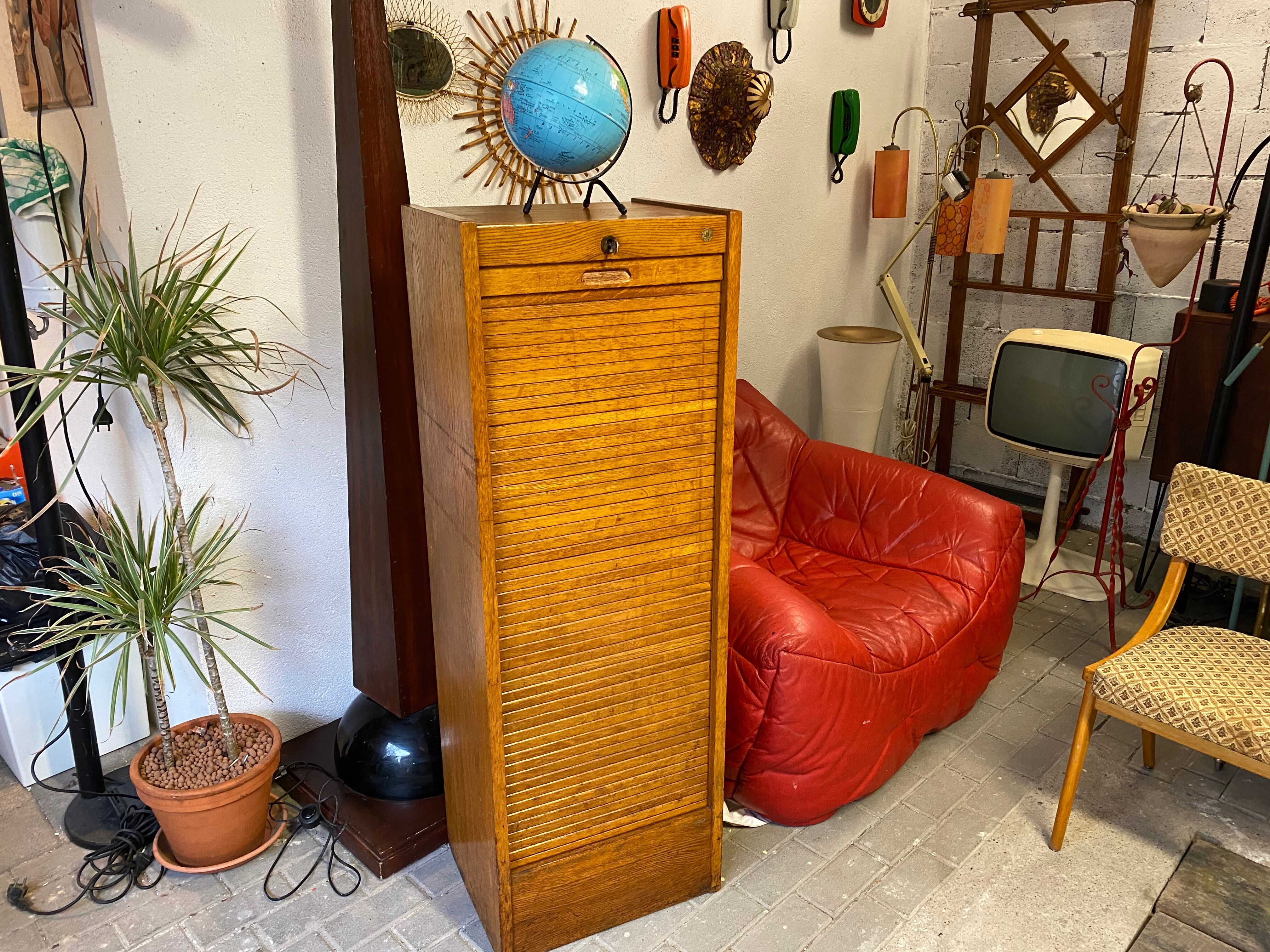 Industrial furniture notary binder with vintage j-b curtain 1960s