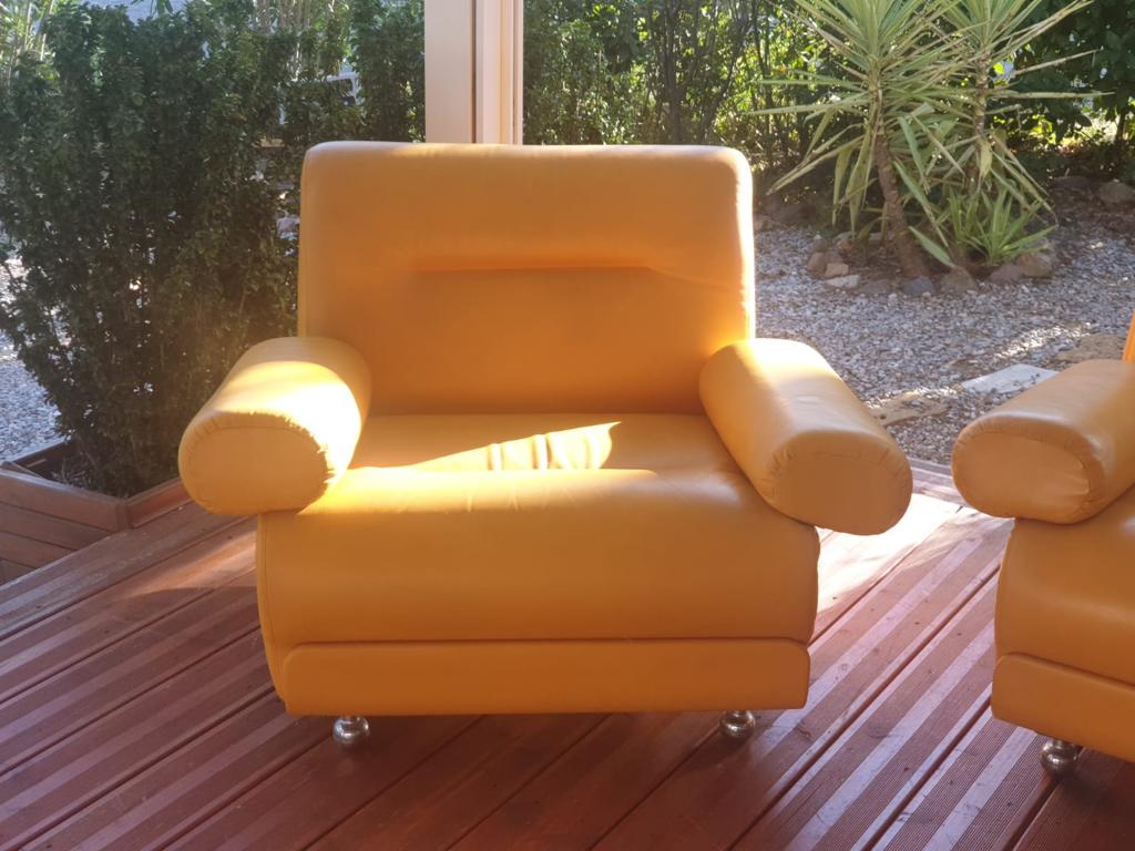 Pair of vintage leather armchairs 1970