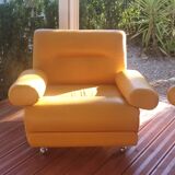 Pair of vintage leather armchairs 1970