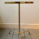 Vintage tripod pedestal table in gold metal
