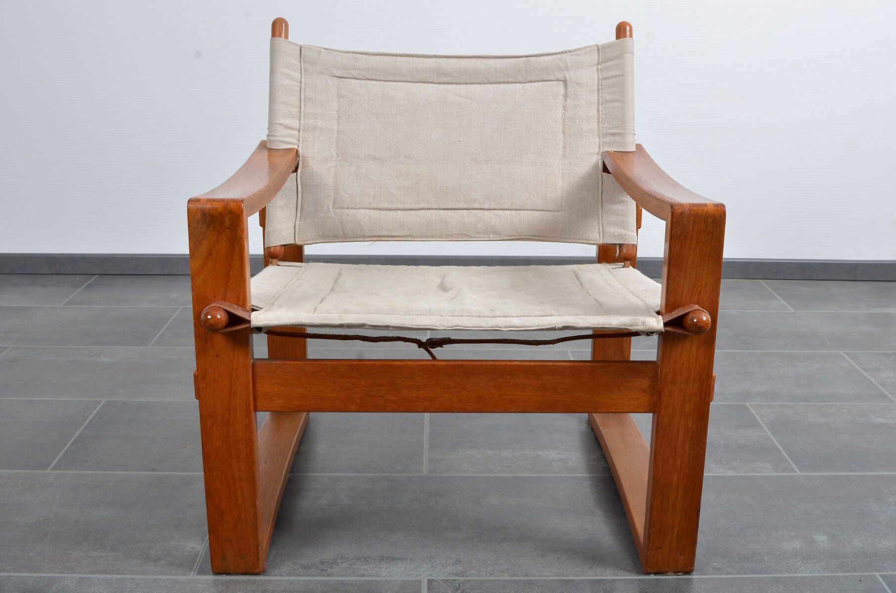 Mid-century mahogany safari chair by Burge Jensen for Bernstorffsminde M-belfabrik