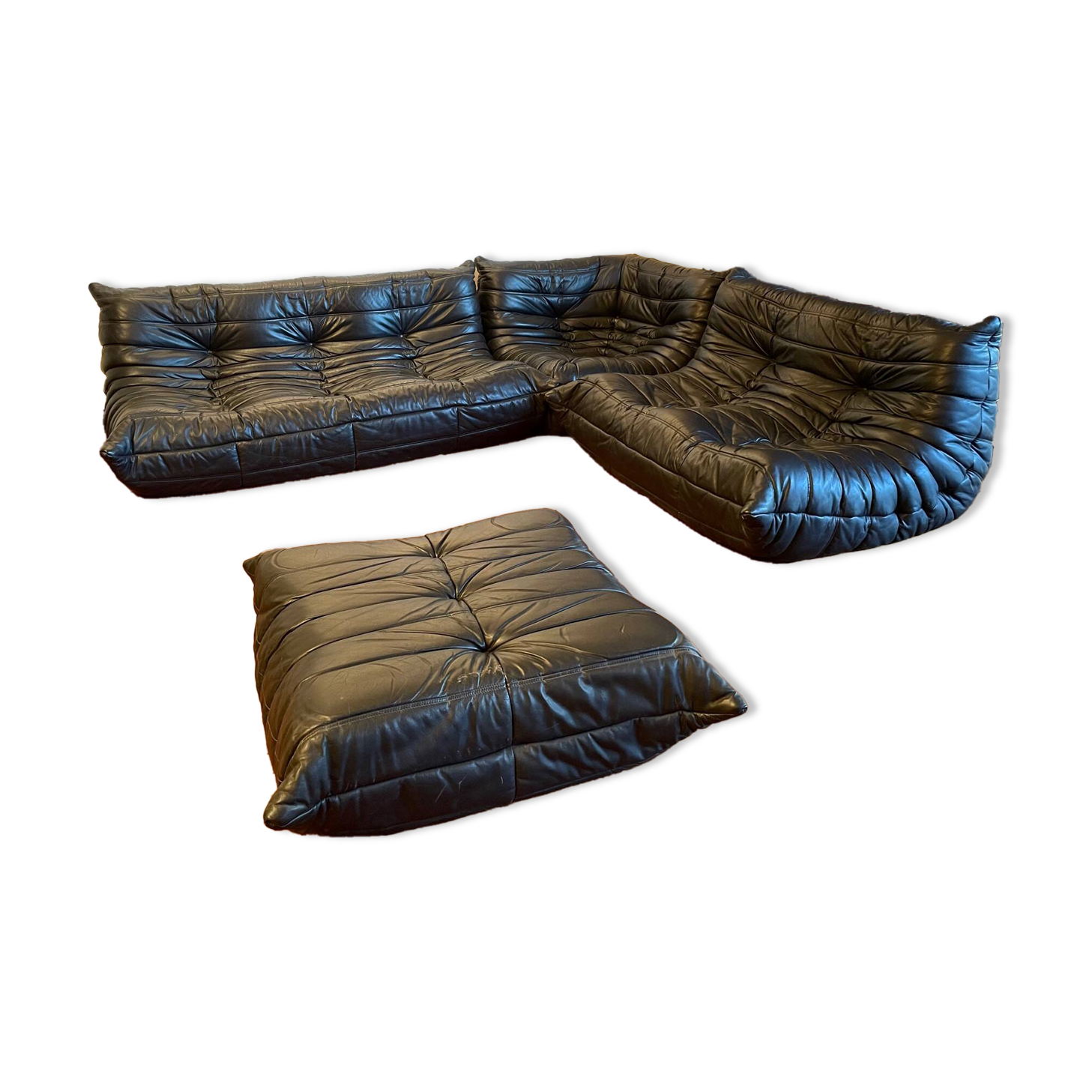 TOGO Canapé Set by Roset in black leather by Michel Ducaroy