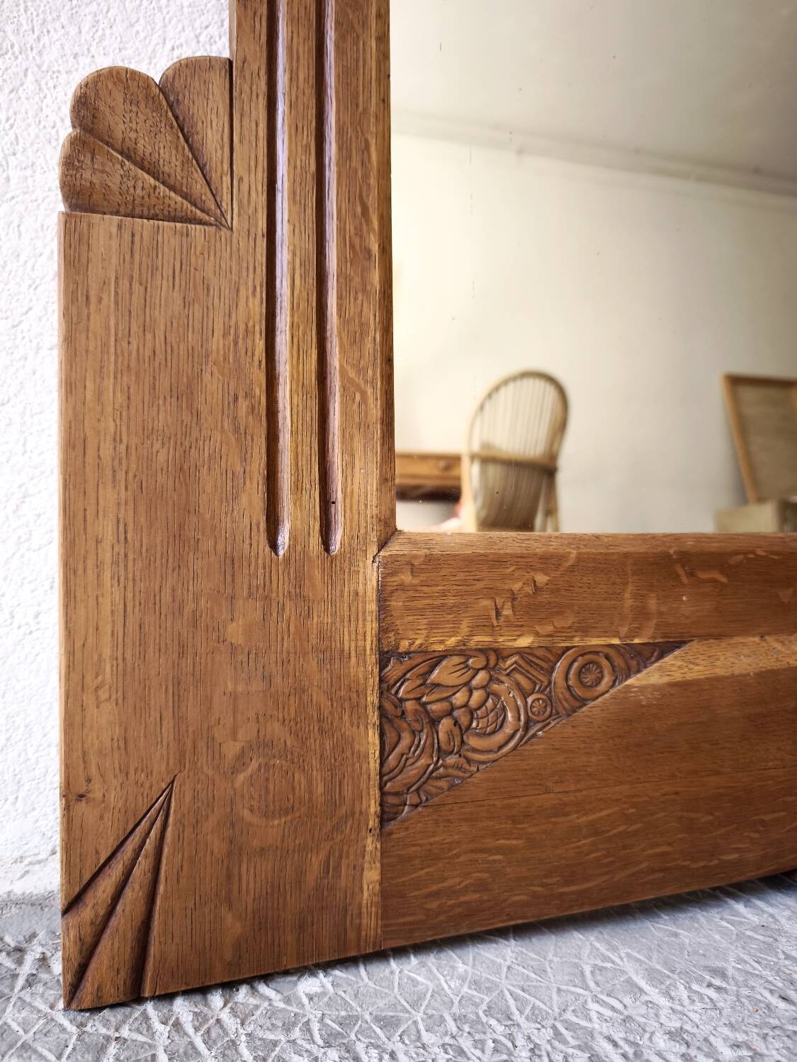Vintage Art Deco Oak Mirror – 1920s/1930s