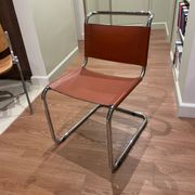 Hanging chair in Mart Stam S33 style in chrome metal and cognac imitation leather