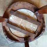 Guéridon ancien en bois massif avec plateau en marbre