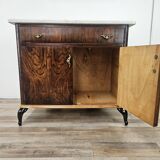 Mahogany burl dressing table with white marble top