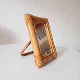 Vintage 1970s rattan tabletop mirror