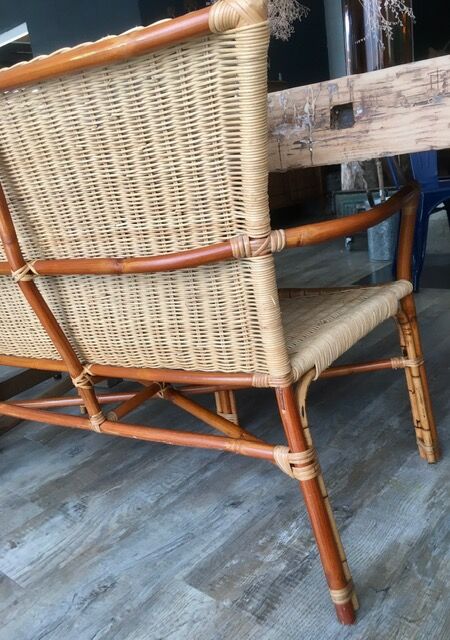 Vintage rattan armchair bench