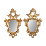Paire de miroirs vénitiens en bois doré de style rococo, vers 1850, Italie
