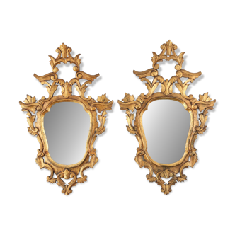 Pair of two Venetian Rococo giltwood mirrors, ca. 1850 Italy