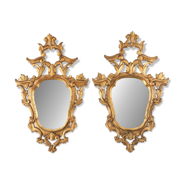 Pair of two Venetian Rococo giltwood mirrors, ca. 1850 Italy