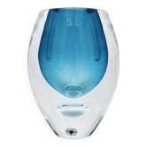 Vase Beránek Skrdlovice Sommerso Bleu Bulle Lentille Verre Bohême 90s