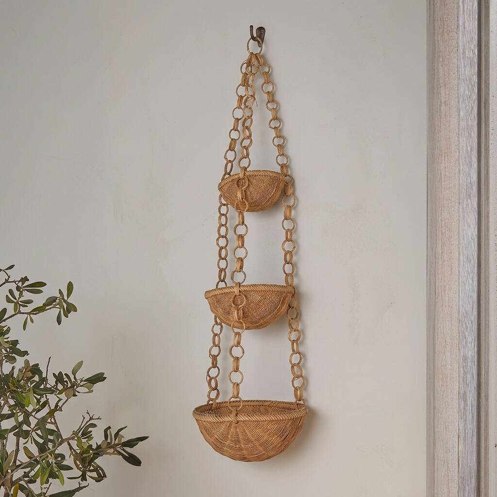 Panier suspendu tressé vintage