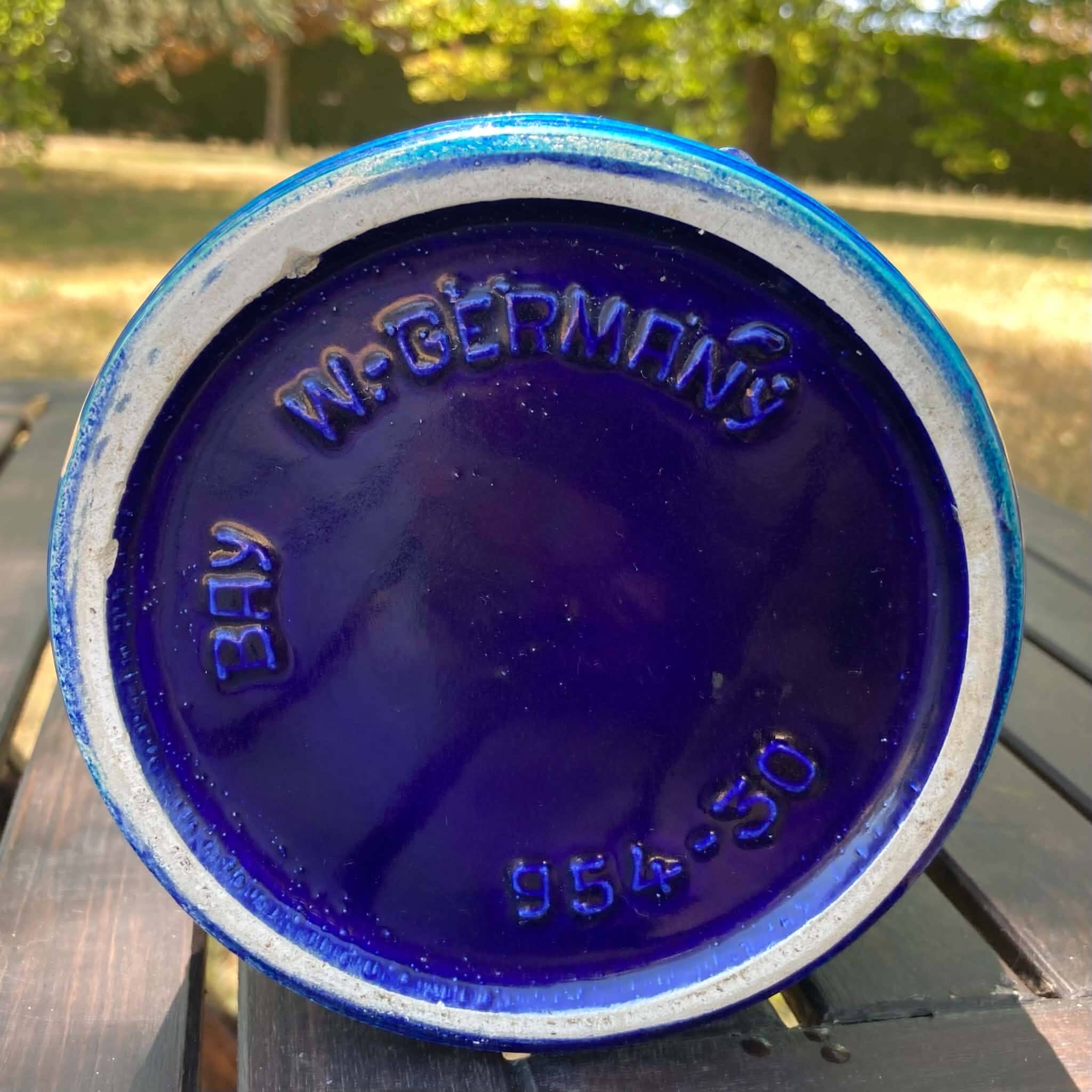Blue ceramic vase. West Germany Bay Keramik. 1960s. Model 954-30.