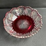 Overlay cut crystal salad bowl