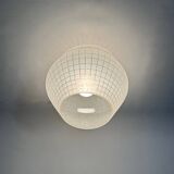 Frosted glass ceiling lamp with block pattern by brüne, 1960s
