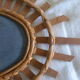 Large oval wall mirror bamboo rattan wicker vintage 56x68cm