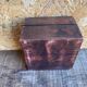 Antique Box Jewellery Wood + Leaf Motif Bronze Vintage #D98