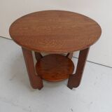 Art bDeco round oak coffee table