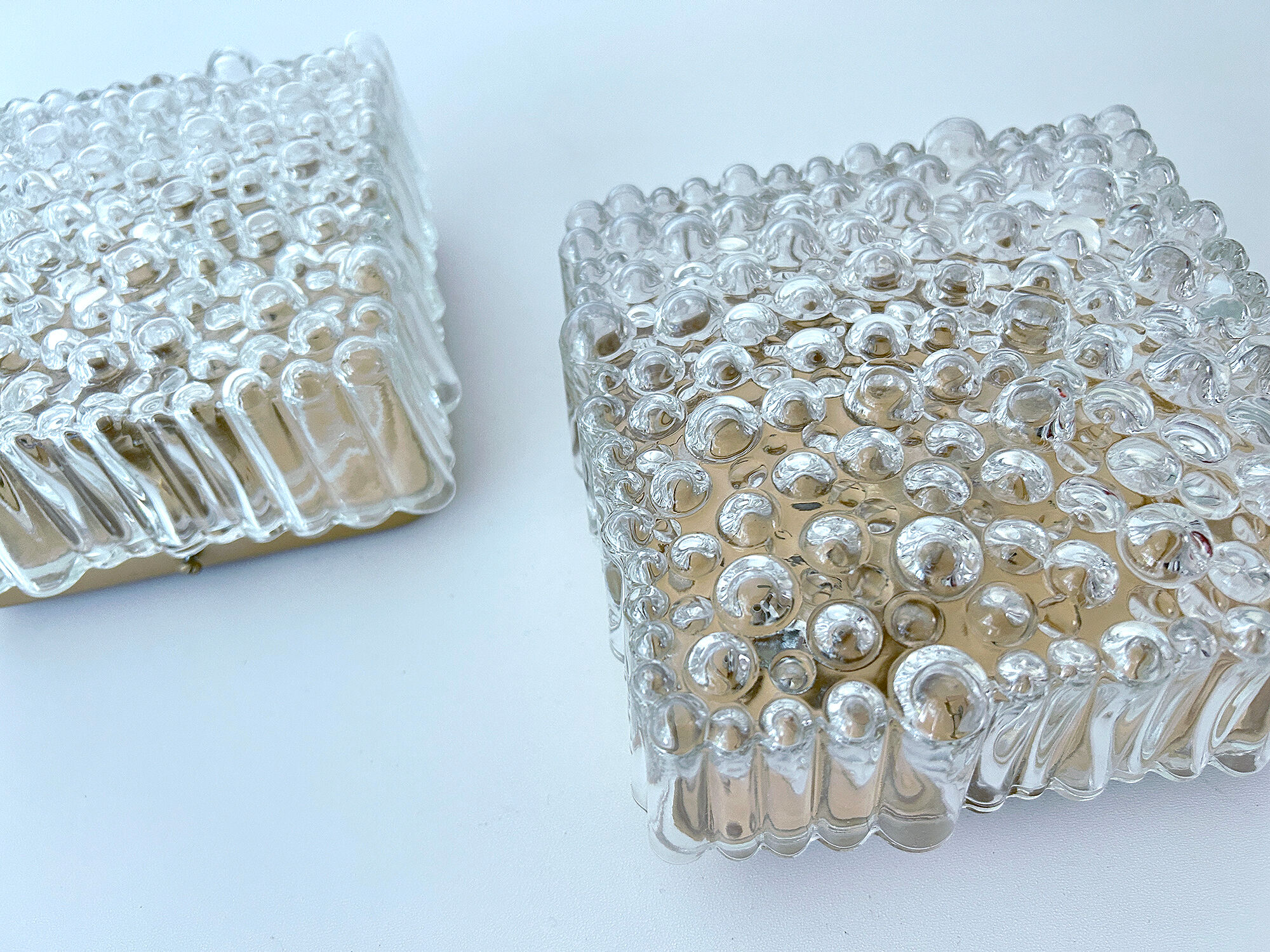 Pair vintage wall lights, bubble glass, 60s