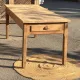 Large antique farmhouse table in solid raw oak with 1 drawer - 2m