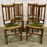 Set of 4 English oak chairs from the 1930s