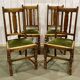 Suite de 4 chaises anglaises en chêne des années 30