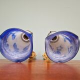 Pair of wall lights in bronze and marmoreal glass