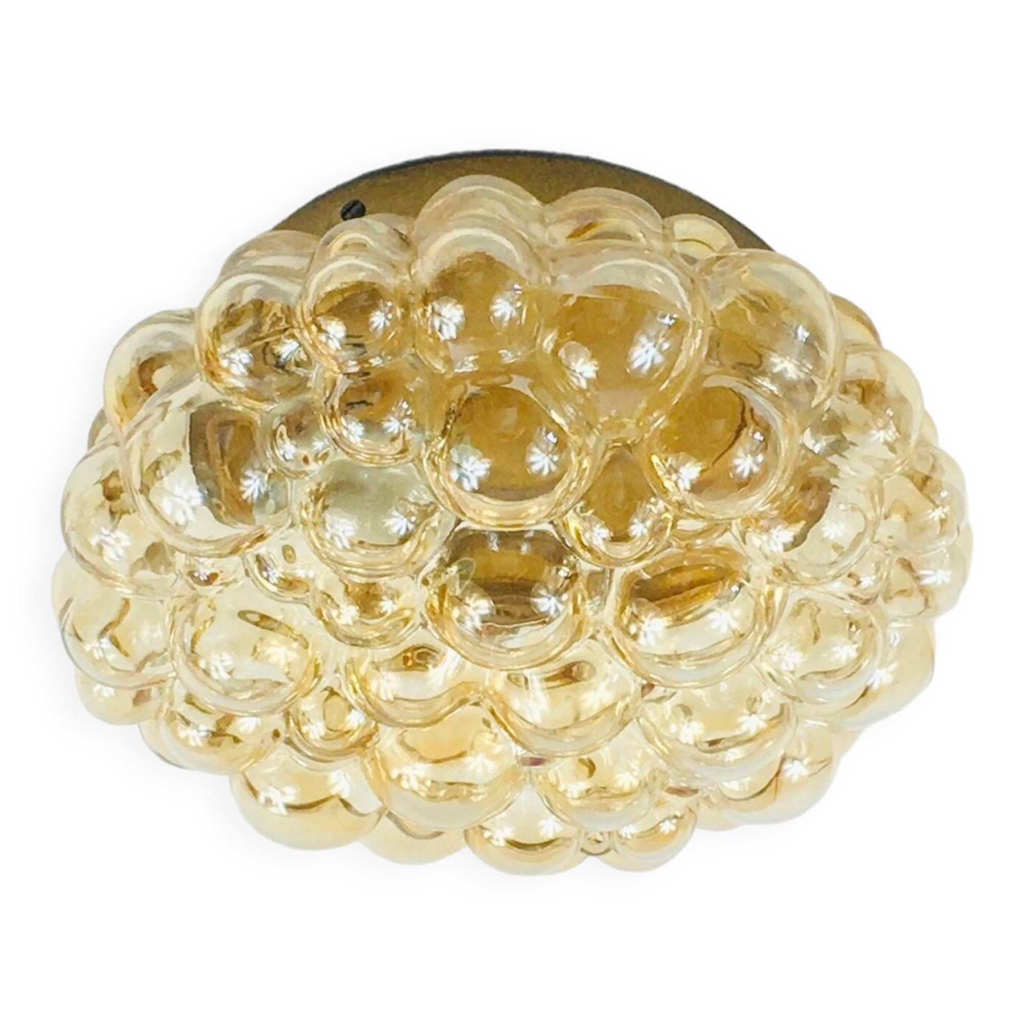Mid-Century Amber Bubble Glass Flush Mount by Helena Tynell for Limburg, Germany, 1960s