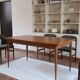 Extendable dining table in teak, tapered legs, 1960s.