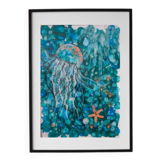 Illustration abstrait mer méduses