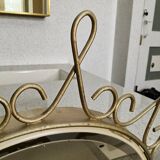 Miroir vintage en métal doré avec effet convexe des années 70