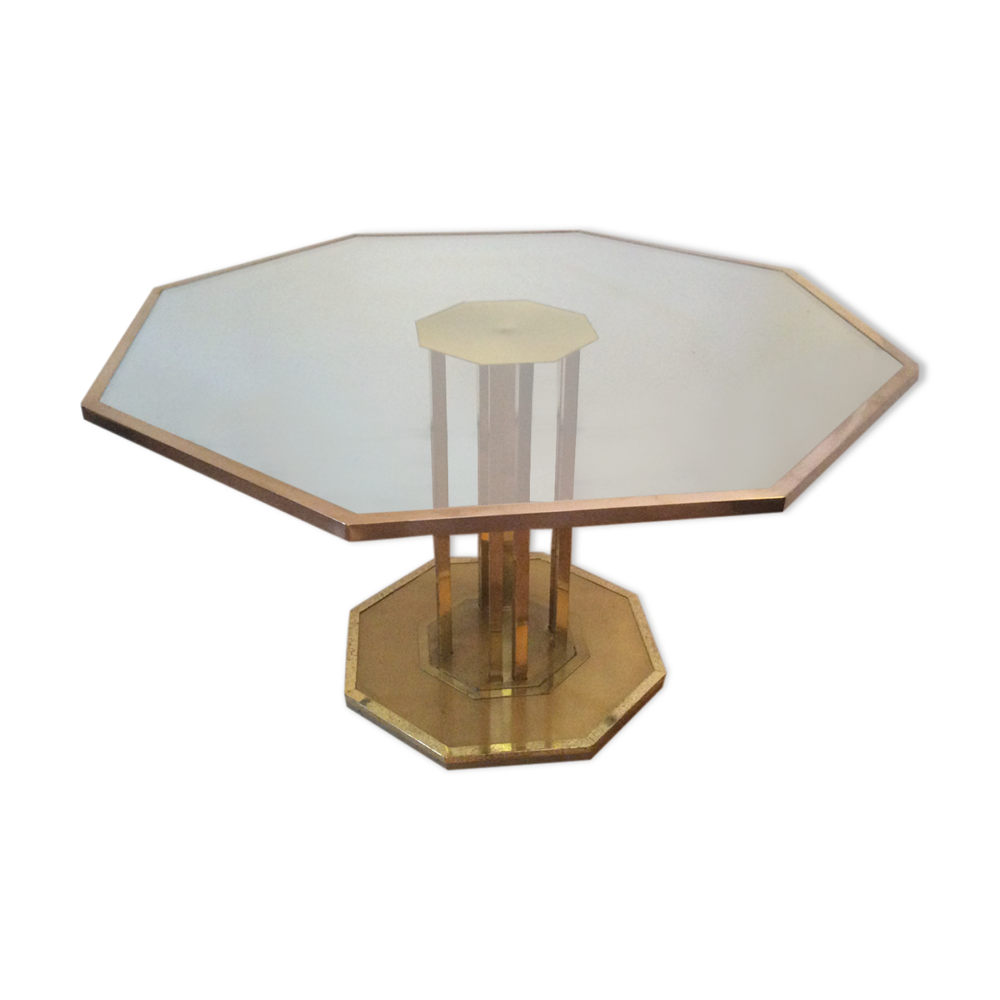 70s-style brass octagonal table