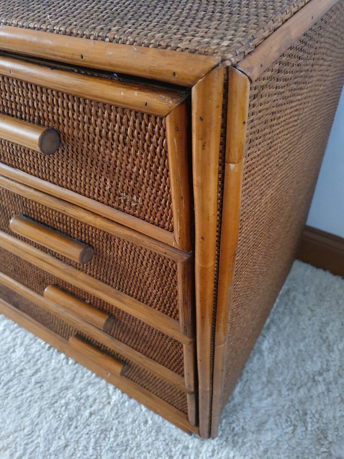 Vintage rattan chest of drawers 4 drawers