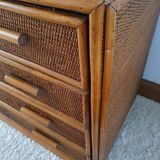 Vintage rattan chest of drawers 4 drawers