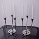 Paire de bougeoirs art déco en inox 3 flammes et pierres bleues, espagne, 1970
