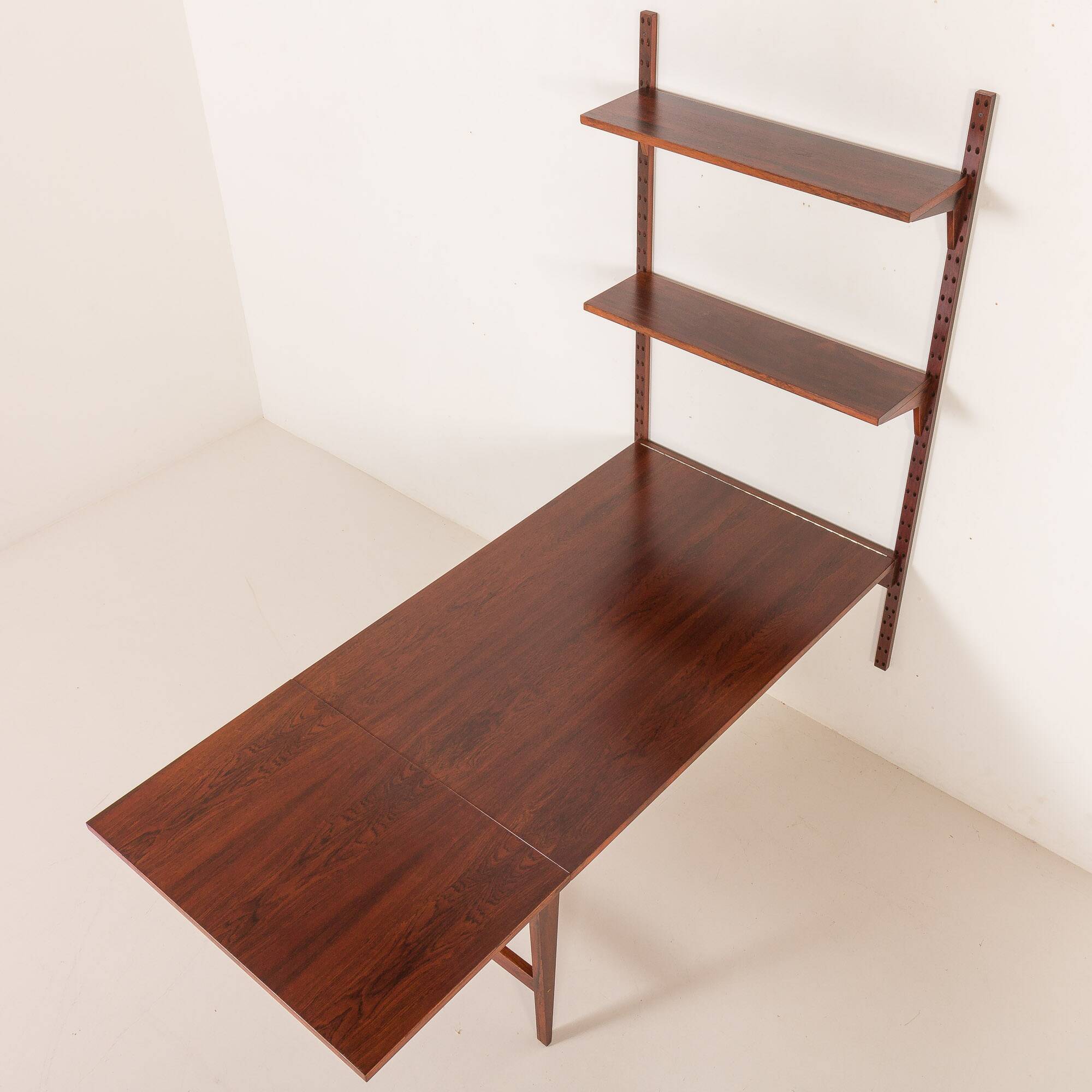 Poul Cadovius shelving wall unit with extendable  desk or a table for Cado,