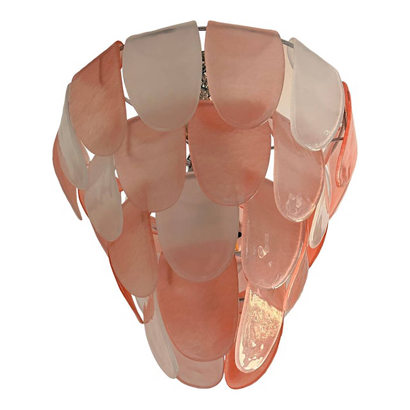 Contemporary Modern Sanded Pink "Petals" Glass Chandelier