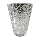 Vintage vase with flared neck in cut crystal - Decorated with geometric patterns / diamond braces